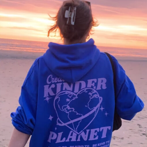 Create A Kinder Planet Hoodie Pink And Blue