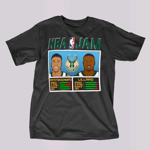 Damian Lillard Giannis Antetokounmpo Milwaukee Bucks Homage Nba Jam T-shirt