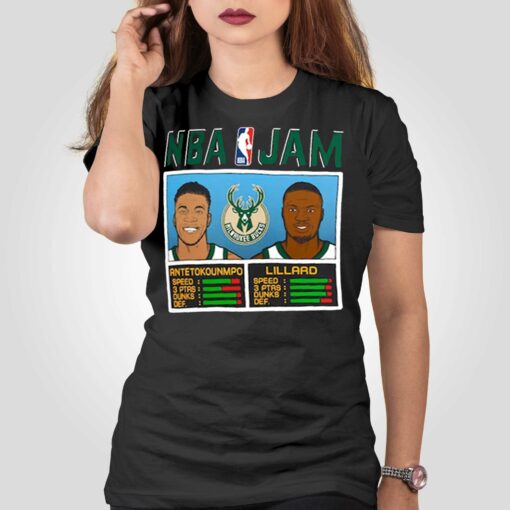 Damian Lillard Giannis Antetokounmpo Milwaukee Bucks Homage Nba Jam T-shirt