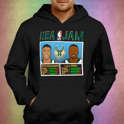 Damian Lillard Giannis Antetokounmpo Milwaukee Bucks Homage Nba Jam T-shirt