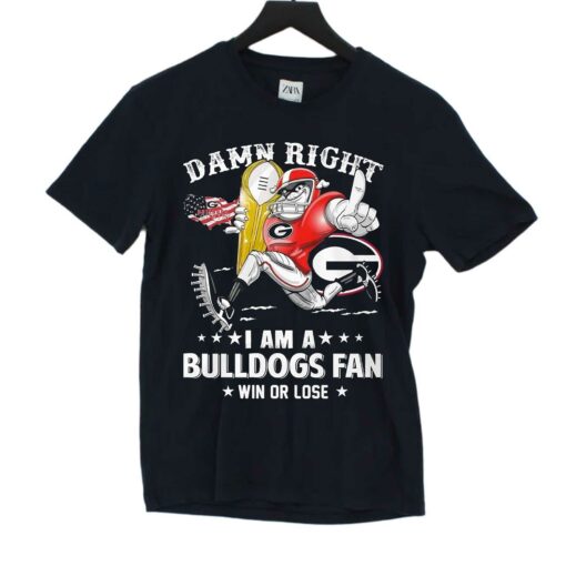 Damn Right Im Georgia Bulldogs Fan Win Or Lose Unisex T-shirt