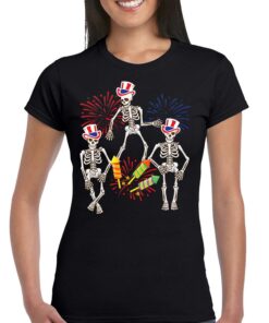 Dancing Skeleton 4th Of July American Flag Skellies T-shirt Dancing Skeleton 4th Of July American Flag Skellies T-shirt