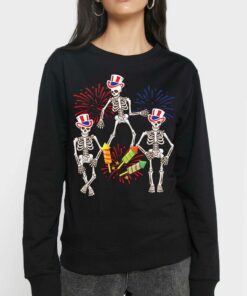 Dancing Skeleton 4th Of July American Flag Skellies T-shirt 3 Dancing Skeleton 4th Of July American Flag Skellies T shirt 4