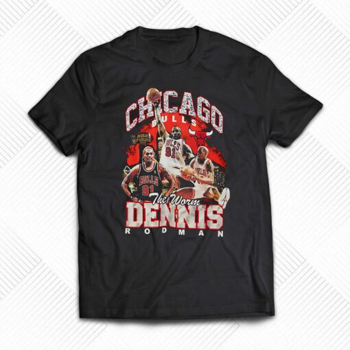 Dennis Rodman Chicago Bulls Mitchell Ness Hardwood Classics Bling Concert Player T-shirt