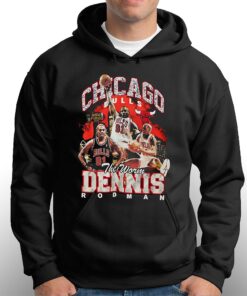 Dennis Rodman Chicago Bulls Mitchell Ness Hardwood Classics Bling Concert Player T shirt 3