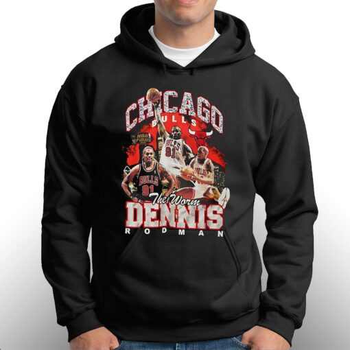 Dennis Rodman Chicago Bulls Mitchell Ness Hardwood Classics Bling Concert Player T-shirt