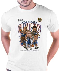 Denver Nuggets Fanatics Branded 2023 Nba Finals Champions Windmill Team Caricature T-shirt Denver Nuggets Fanatics Branded 2023 Nba Finals Champions Windmill Team Caricature T-shirt