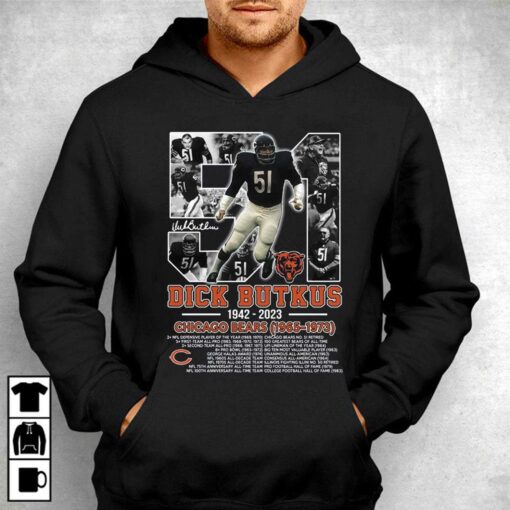 Dick Butkus 1942-2023 Chicago Bears 1965 – 1973 Thank You For The Memories T-shirt