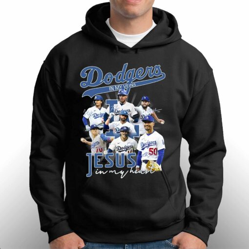 Dodgers In My Veins Jesus In My Heart T-shirt