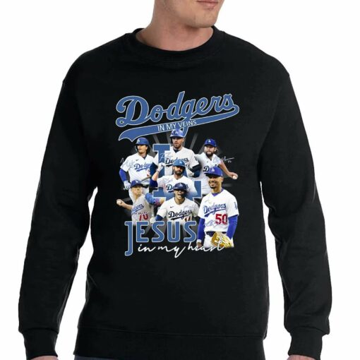 Dodgers In My Veins Jesus In My Heart T-shirt