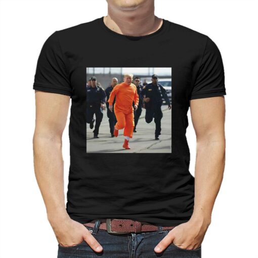 Donald Trump Running Away From Cops In Orange Jumpsuit T-shirt