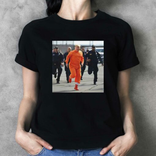 Donald Trump Running Away From Cops In Orange Jumpsuit T-shirt