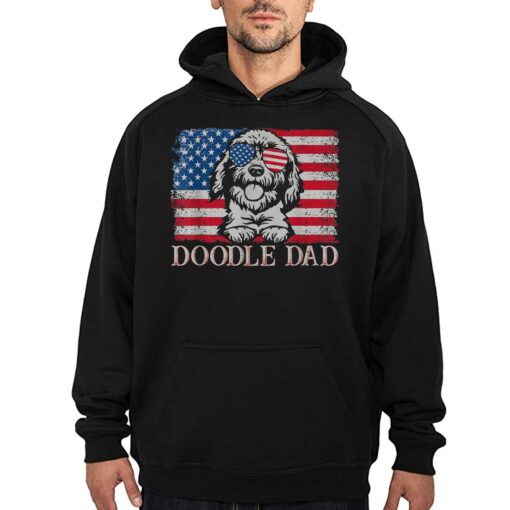 Doodle Dad Goldendoodle Dog American Flag 4th Of July T-shirt