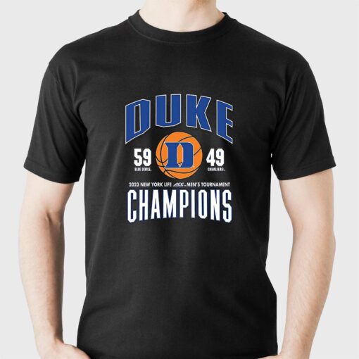 Duke Blue Devils 2023 New York Life Acc Mens Tournament Champions Score Shirt