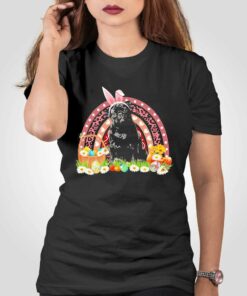 Easter Bunny Pink Dog Black Pug Rainbow Shirt Easter Bunny Pink Dog Black Pug Rainbow Shirt