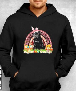 Easter Bunny Pink Dog Black Pug Rainbow Shirt 3