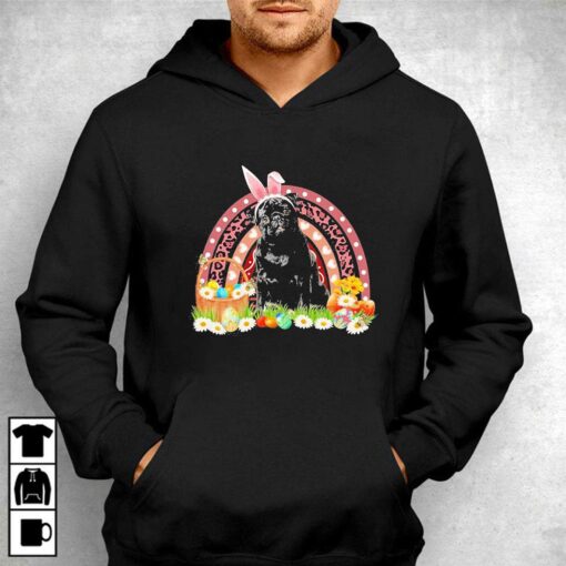 Easter Bunny Pink Dog Black Pug Rainbow Shirt