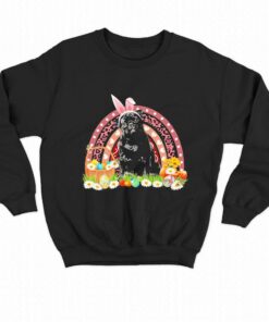 Easter Bunny Pink Dog Black Pug Rainbow Shirt 4