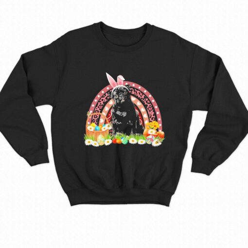 Easter Bunny Pink Dog Black Pug Rainbow Shirt