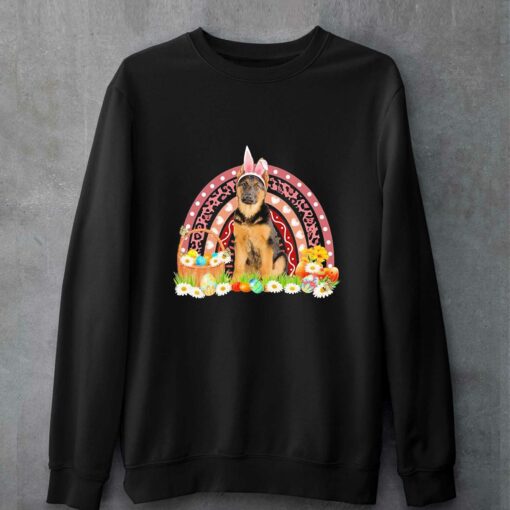 Easter Bunny Pink Dog German Shepherd Rainbow Shirt