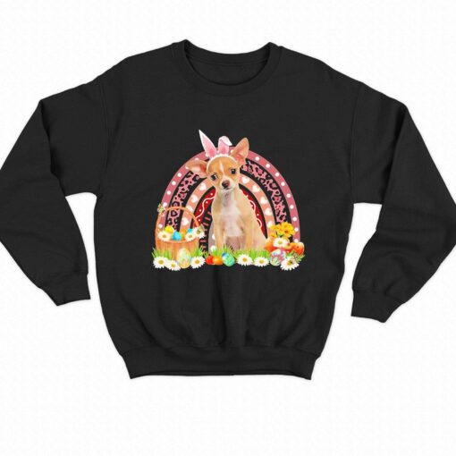 Easter Bunny Pink Dog Tan Chihuahua Rainbow Shirt