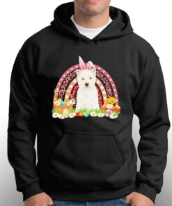 Easter Bunny Pink Dog West Highland White Terrier Rainbow Shirt 3