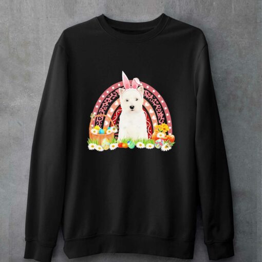 Easter Bunny Pink Dog West Highland White Terrier Rainbow Shirt