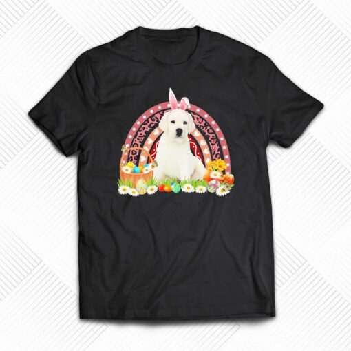 Easter Bunny Pink Dog White Labrador Rainbow Shirt