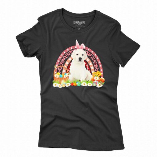 Easter Bunny Pink Dog White Labrador Rainbow Shirt