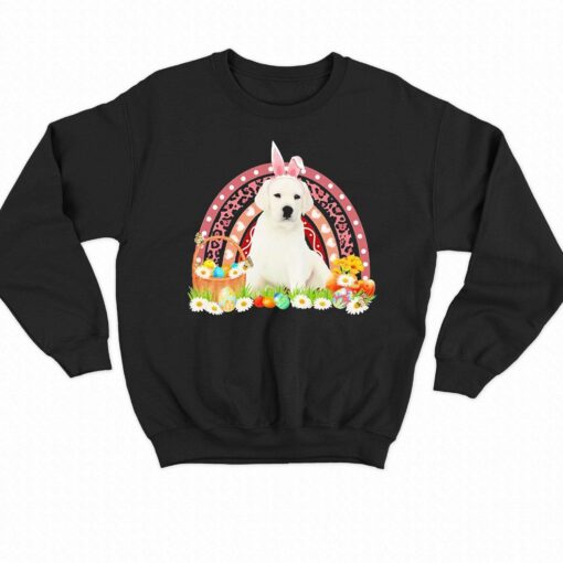 Easter Bunny Pink Dog White Labrador Rainbow Shirt