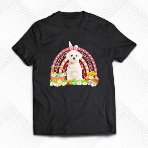 Easter Bunny Pink Dog White Maltese Rainbow Shirt