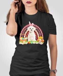 Easter Bunny Pink Dog White Maltese Rainbow Shirt Easter Bunny Pink Dog White Maltese Rainbow Shirt