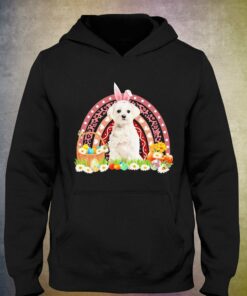 Easter Bunny Pink Dog White Maltese Rainbow Shirt 3