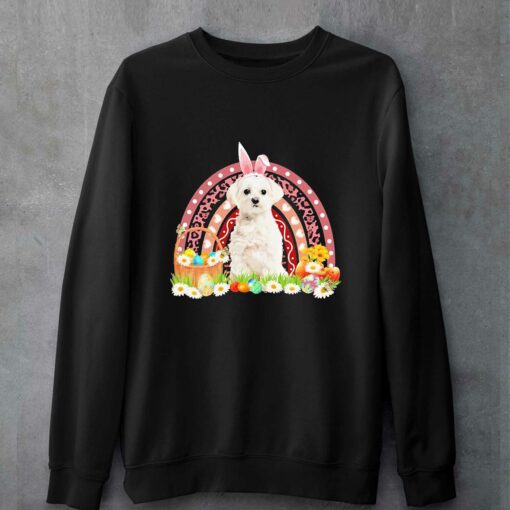 Easter Bunny Pink Dog White Maltese Rainbow Shirt