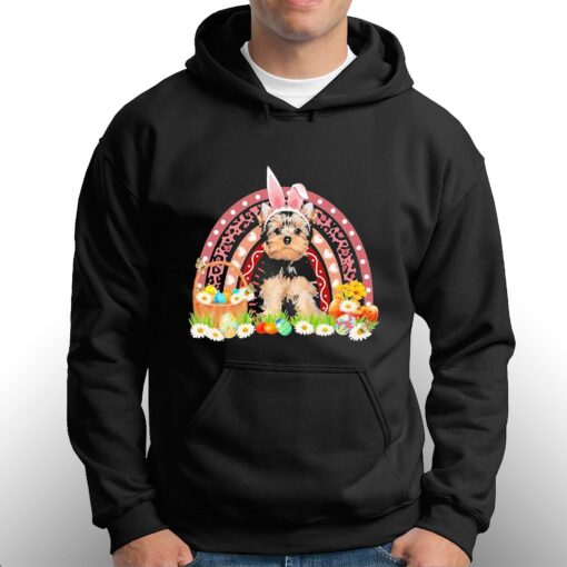 Easter Bunny Pink Dog Yorkshire Terrier Rainbow Shirt