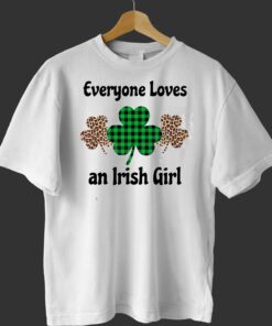 Everyone Loves An Irish Girl Leopard Shamrocks Shirt 1