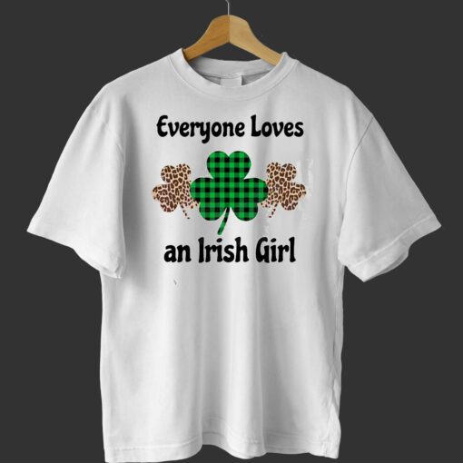 Everyone Loves An Irish Girl Leopard Shamrocks Shirt