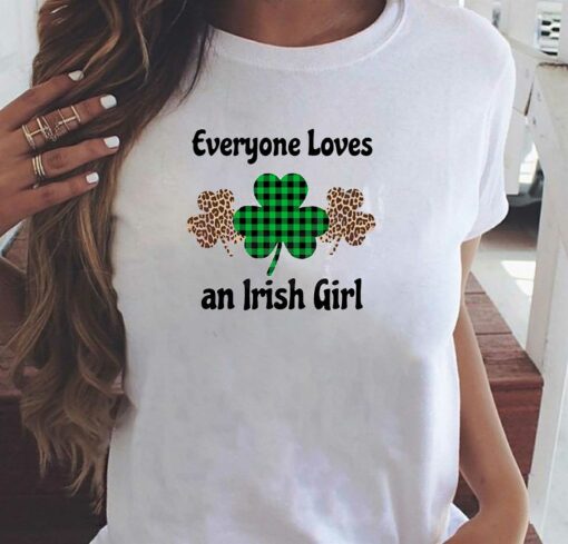 Everyone Loves An Irish Girl Leopard Shamrocks Shirt