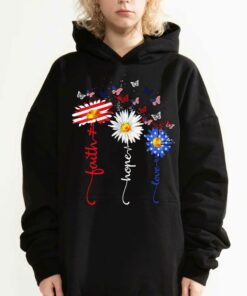 Faith Hope Love Butterfly Daisy Christians God 4th Of July Shirt 3