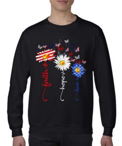 Faith Hope Love Butterfly Daisy Christians God 4th Of July Shirt 4