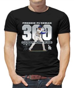 Freddie Freeman Los Angeles Dodgers Fanatics Branded 300 Career Home Runs T-shirt Freddie Freeman Los Angeles Dodgers Fanatics Branded 300 Career Home Runs T-shirt