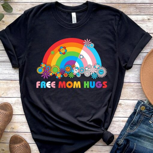 Free Mom Hugs T-shirt Proud Mom Apparel Rainbow Gay Pride