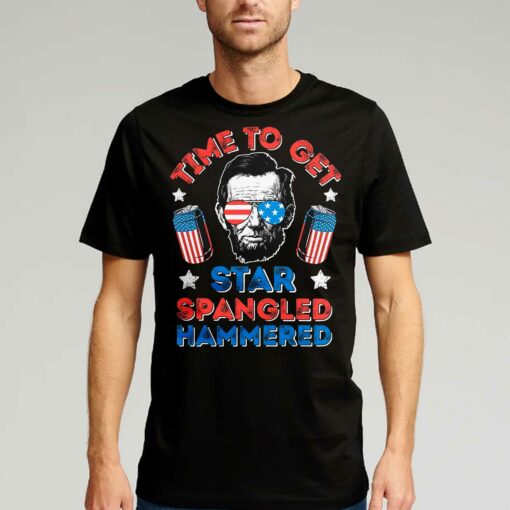 Funny 4th July T Shirt Star Spangled Hammered Drinking Shirt Patriotic Shirts Glass American Shirt