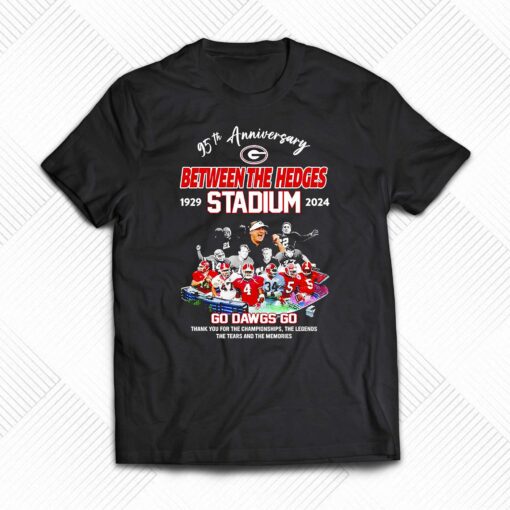 Georgia Bulldogs 95th Anniversary Between The Hedges Stadium 1929-2024 Go Dawgs Go Shirt