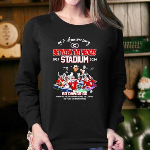 Georgia Bulldogs 95th Anniversary Between The Hedges Stadium 1929-2024 Go Dawgs Go Shirt