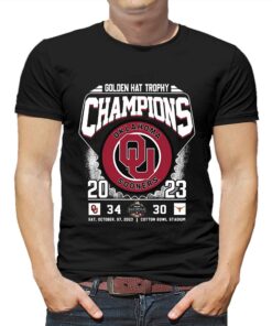 Golden Hat Trophy Champions 2023 Oklahoma Sooners 34-30 Texas Longhorns T-shirt Golden Hat Trophy Champions 2023 Oklahoma Sooners 34-30 Texas Longhorns T-shirt
