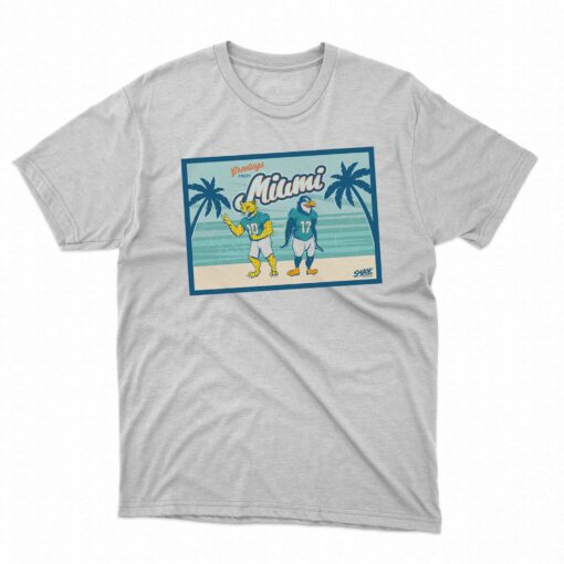 Greetings From Miami Cheetah Penguin Postcard T-shirt For Miami Football Fans