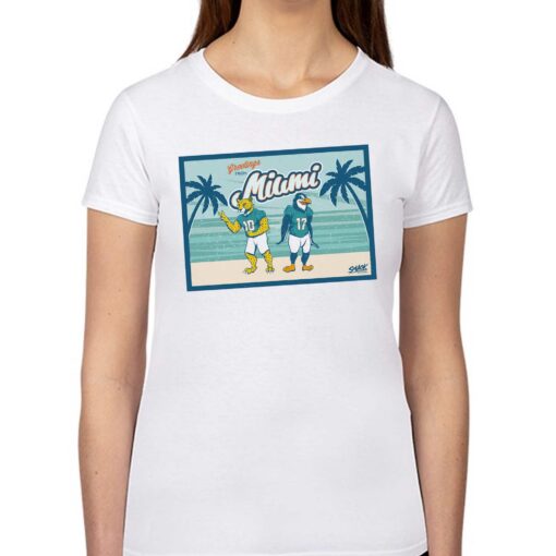 Greetings From Miami Cheetah Penguin Postcard T-shirt For Miami Football Fans