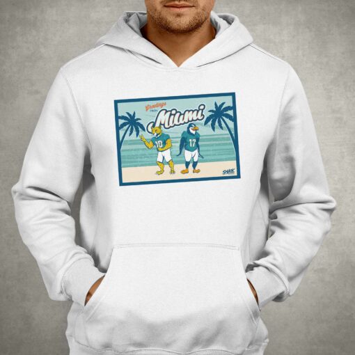 Greetings From Miami Cheetah Penguin Postcard T-shirt For Miami Football Fans