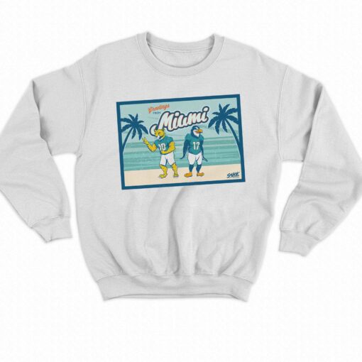 Greetings From Miami Cheetah Penguin Postcard T-shirt For Miami Football Fans